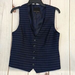 SALE Banana Republic navy blue white pin stripe fitted vest sz 6